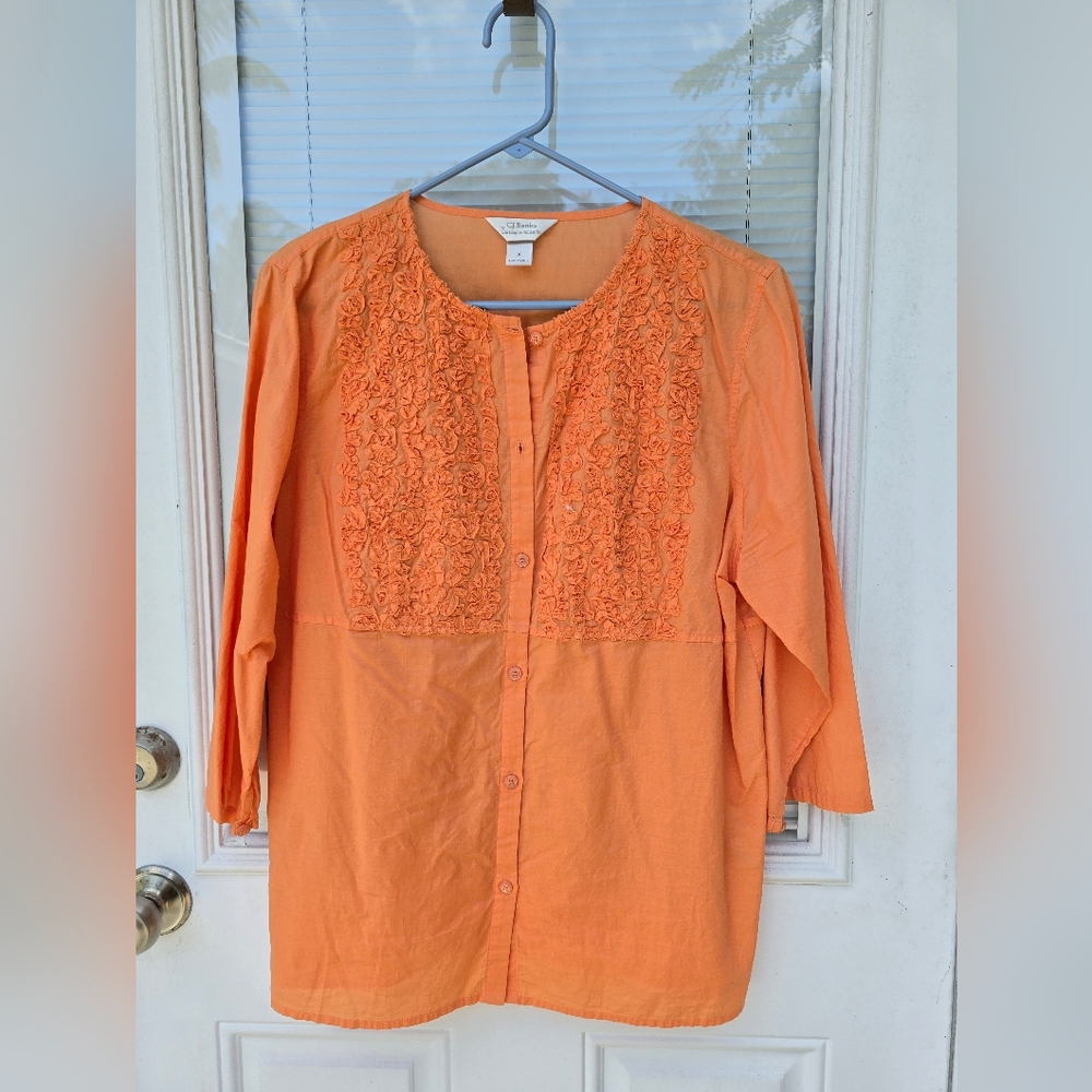 CJ Banks Orange Button-Down Shirt
